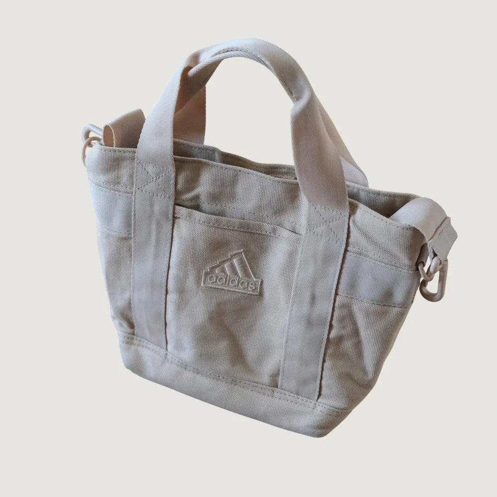 Adidas Mini Tote Bag Womens Beige Canvas Crossbody Y2K Vintage Sport OS